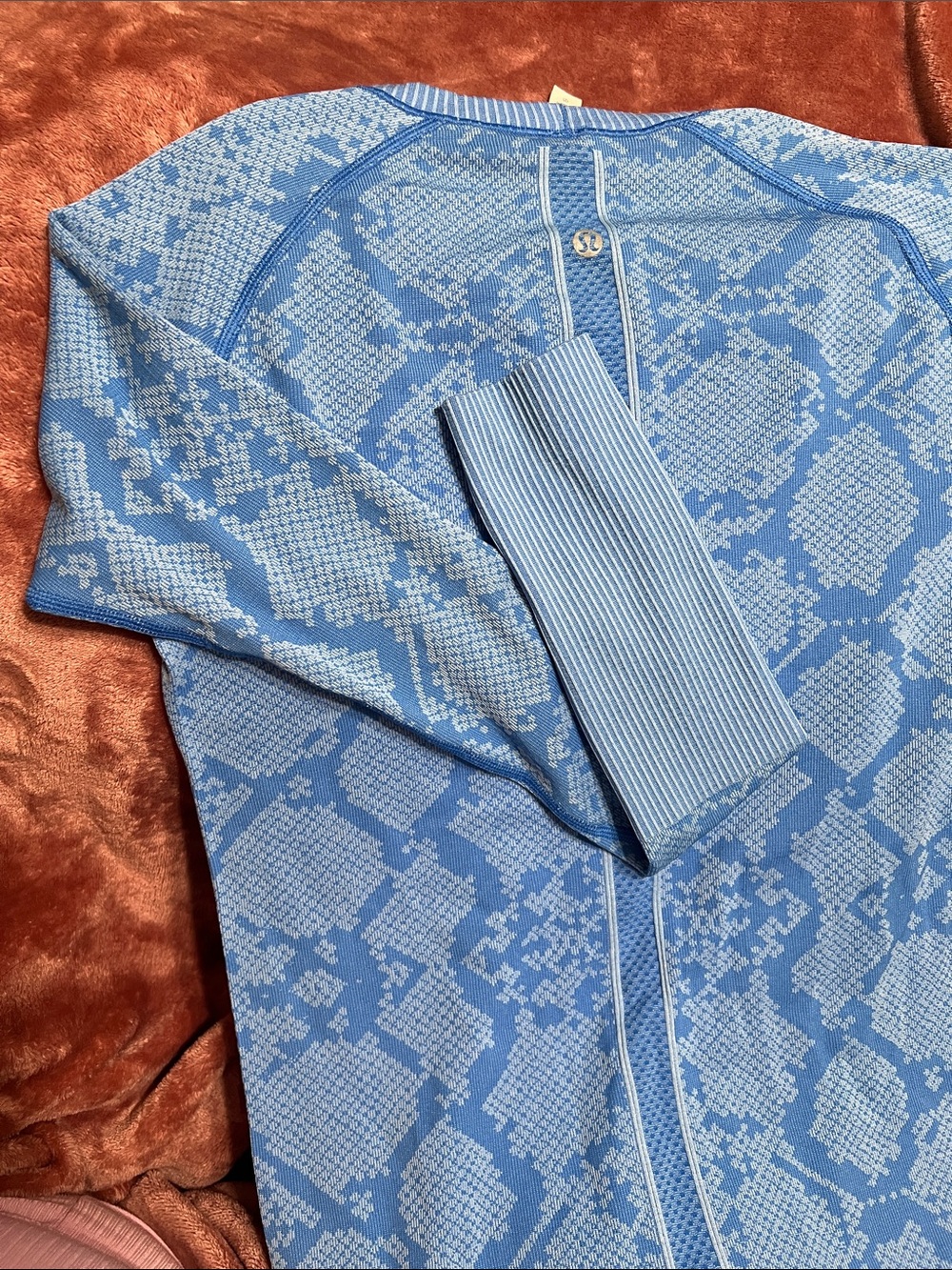 lululemon athletica Light Blue Patterned Long-Sleeve Top